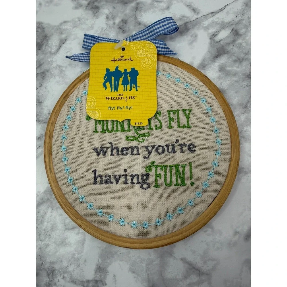 Wizard of Oz WINGED MONKEYS Embroidery Hoop Wall Hanging by Hallmark